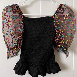Balloon Confetti Sleeve Crop Top